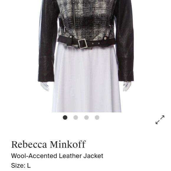 Rebecca Minkoff Moto Jacket leather plaid wool - Picture 3 of 5